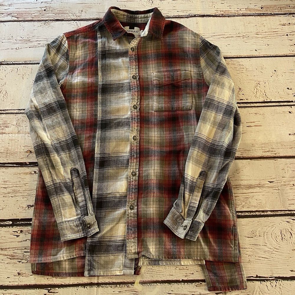 Topman Button Up Long Sleeve Mens Size Medium‎ Plaid Flannel Camo